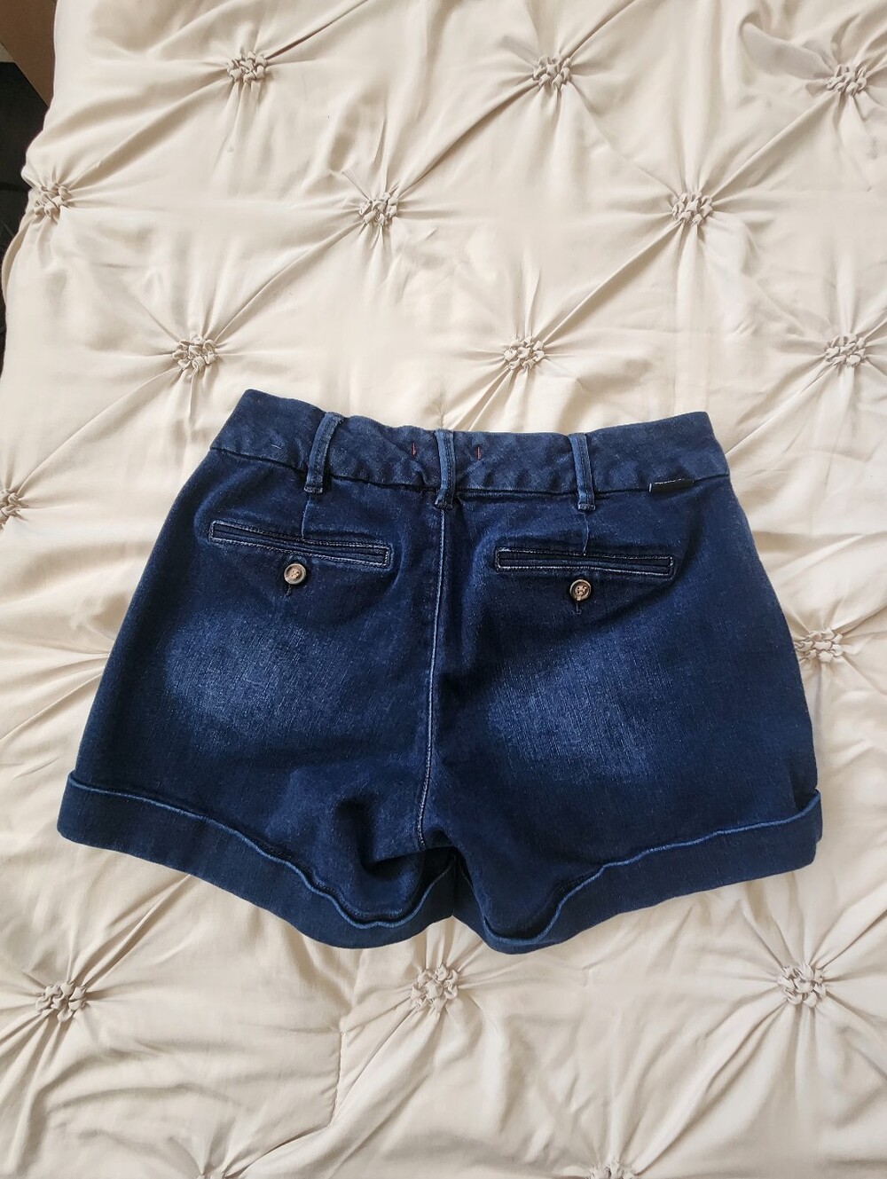 Dear John Dark Blue Cuffed Slashed Pockets Women's Denim Shorts Size 27 - Picture 4 of 11